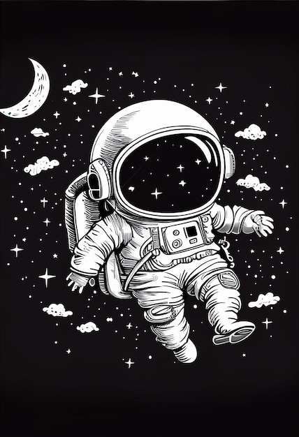 An astronaut with a moon and stars on it