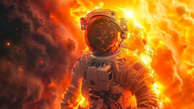 Фото Астронавт с отражающим визором против spacexa