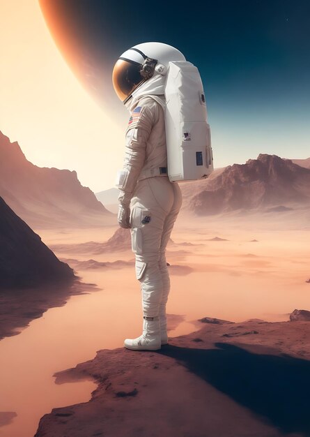 astronaut with a space suit on the planet