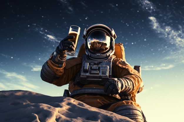 Astronaut zit op de maan en drinkt bier i Generatieve AI