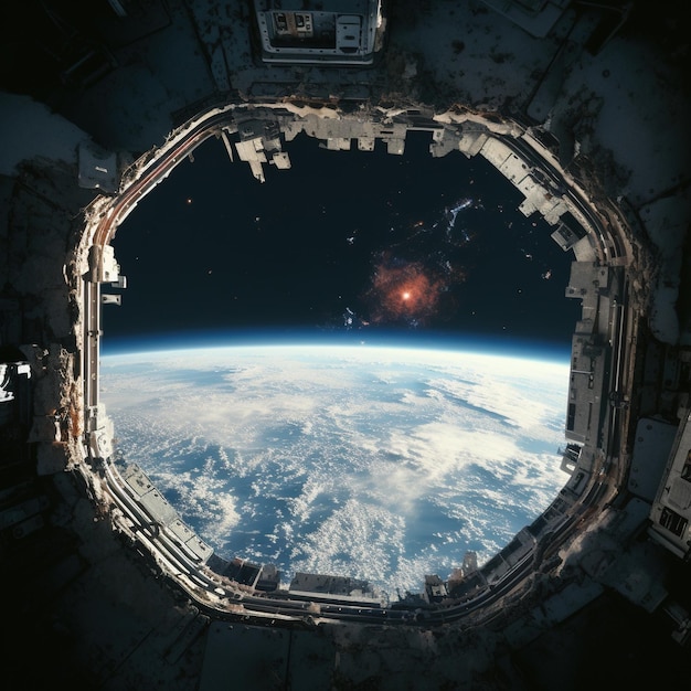 Astronauten bekijken de aarde vanuit het internationale ruimtestation