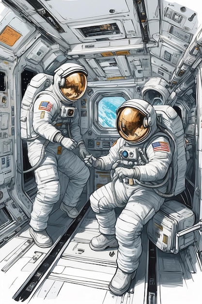 Astronauten op het ruimtestation