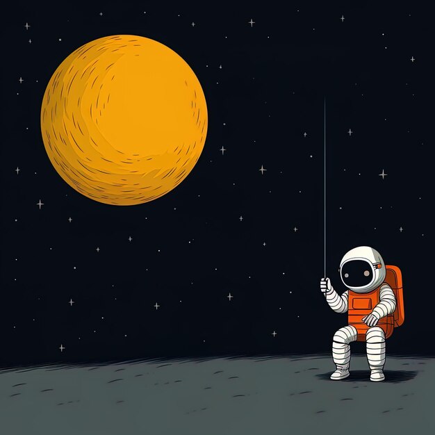 Astronautenillustratie voor achtergrondposter of omslag Ruimteastronaut en sciencefiction