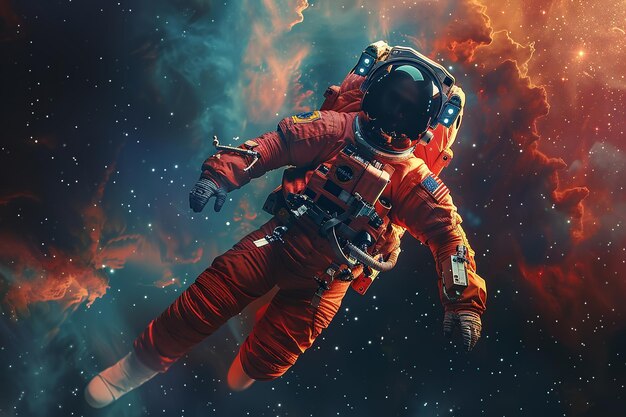 AstronautInRed_WeightlessSerenityArt