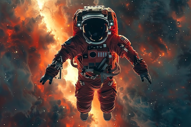 AstronautInRed_WeightlessSerenityArt