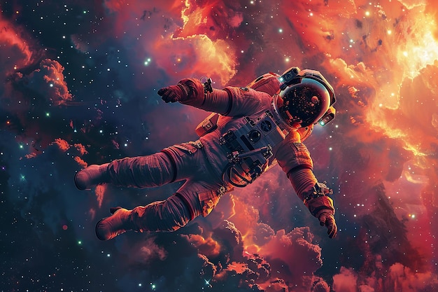 AstronautInRed_WeightlessSerenityArt