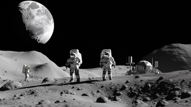 Astronauts landing on the moon Generative AI