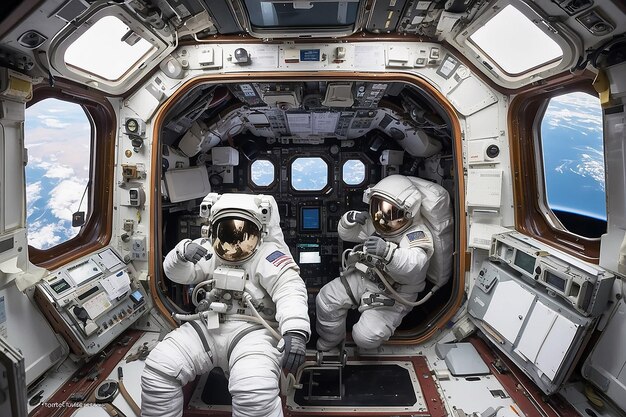 Foto astronauti sulla stazione spaziale