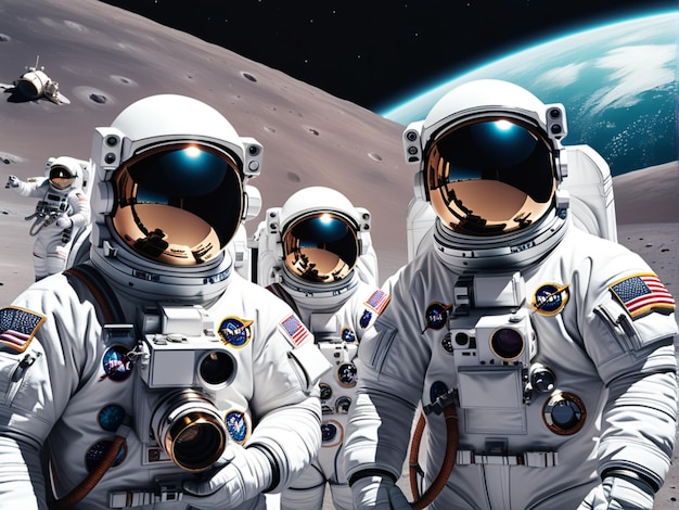 Astronauts taking picture background outer space aesthetic