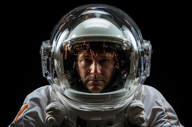 Astronauts visor reflecting the Earth