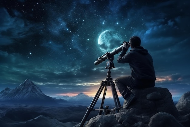 Photo an astronomer observing celestial wonders through 00555 00