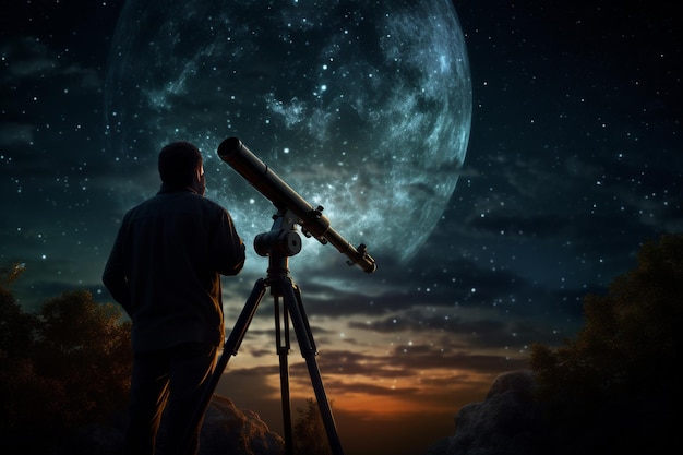 Photo an astronomer observing celestial wonders through 00556 00