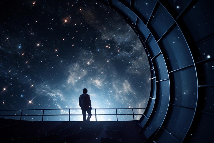 Astronomer's Quest Under the Starlit Expanse
