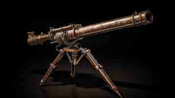 Photo astronomical antiquity isolated brass telescope