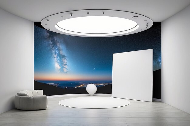 Foto mockup di osservatorio personalizzabile di arte astronomica