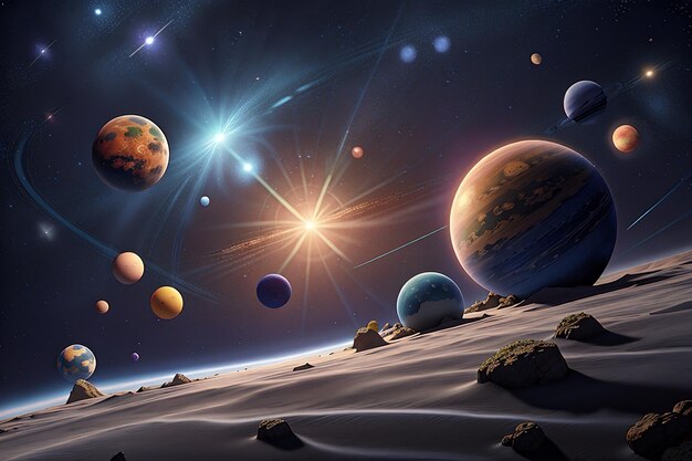 천문 은하 공간 배경 태양계 의 행성 들 이 배너 의 현대적 인 디자인 을 위해