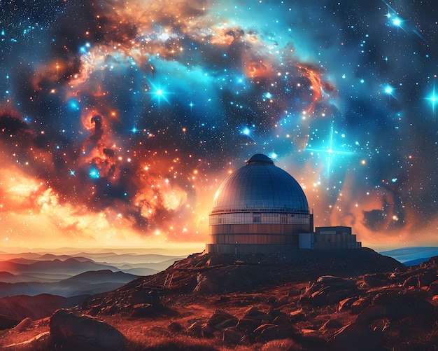 Astronomical Observatory Under Starry Sky