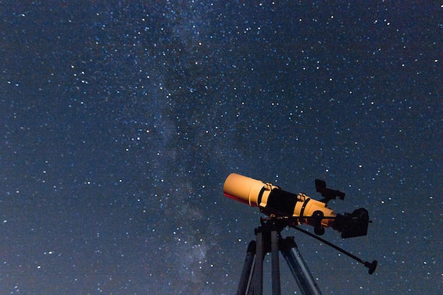 Astronomical Telescope Starry night. Milky Way Galaxy