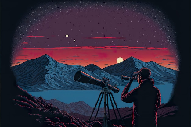Photo astronomy flat illustration
