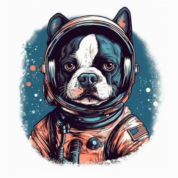 astronout dog flat illustration drawn in adobe illustrator