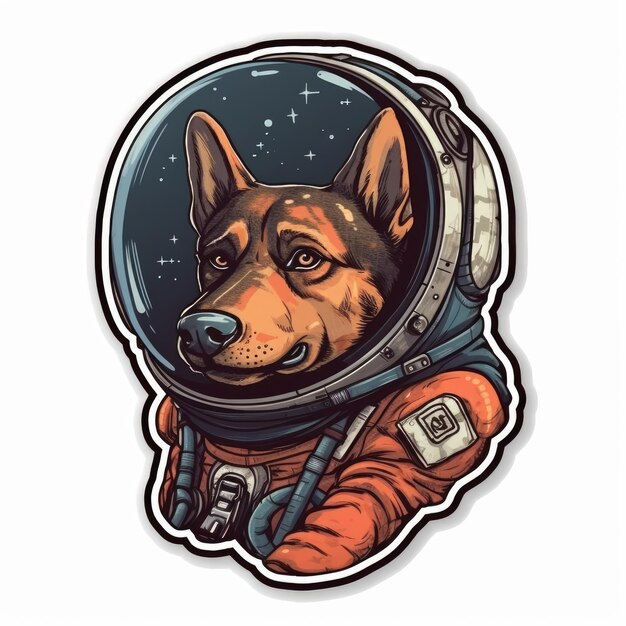 宇宙飛行士犬ベクトル ステッカー