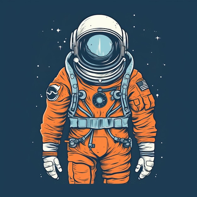 astronout flat illustration drawn in adobe illustraton