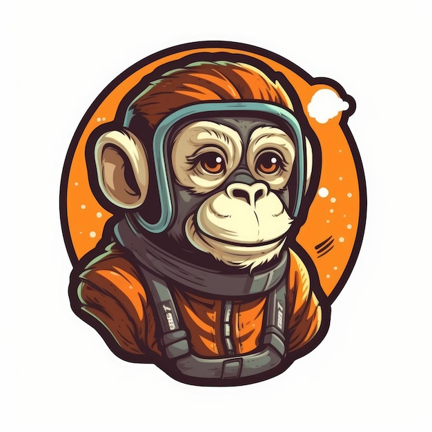 Photo astronout monkey sticker vector