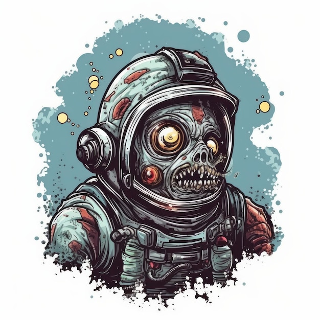 astronout zombie vector illustration for t shirt