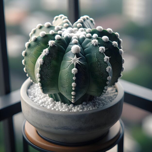 Photo astrophytum cactus on a balcony