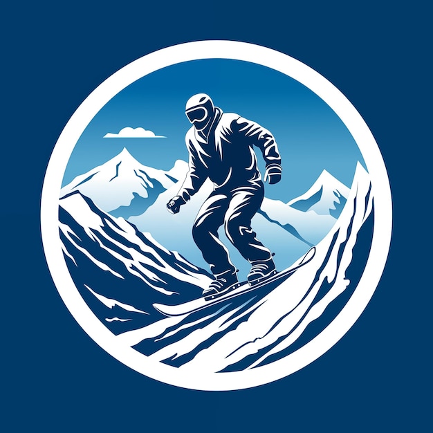 Фото Стильный сноуборд логотип в синем и белом