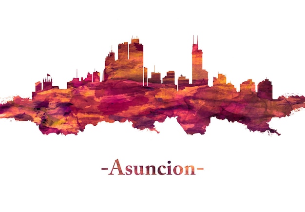 Asuncion Paraguay skyline in het rood