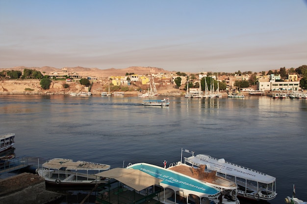 Aswan city in Egypt on the Nile river