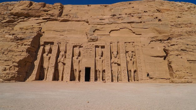 Aswan Egypt  temple of Nefertari next to the temple of Abu Simbel temple of Pharaoh Ramses II