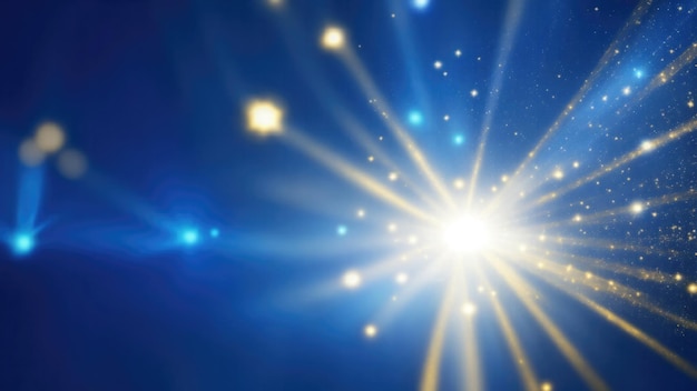 asymmetric blue light burst rays of lights on dark maroon background with the color of yellow gold
