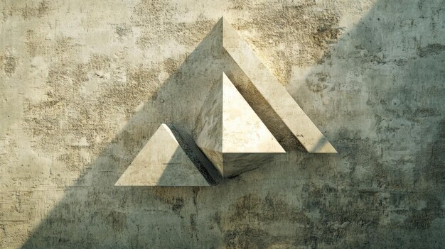 asymmetrical triangular shapes cast subtle shadows on a textured surface creating an intriguing abstract visual effect in soft light generative ai