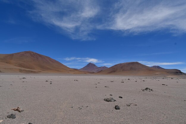 Atacama desert panorama blue sky chile