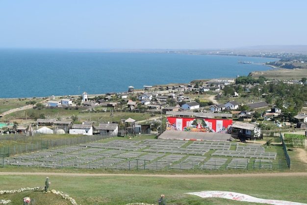 Ataman Russia September 26 2015 The landscape at the Cossack village a museum Ataman the village and the sea view from the heights of the hill