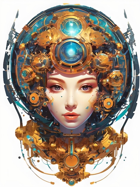 Athena Vortex Beautiful Young Cyberpunk Mechanical Girl