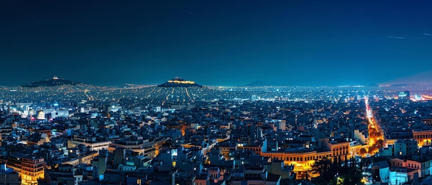 Photo athens city beautiful panorama sunset view