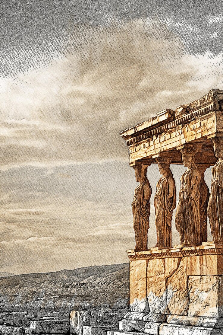 Photo athens greece beautiful color sketch