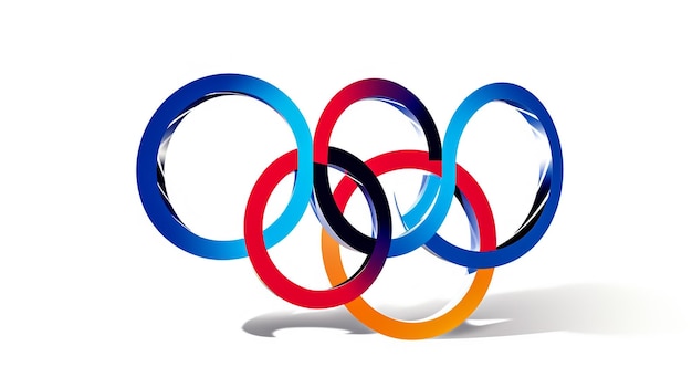 그리스 아테네 2023년 11월 3D 올림픽의 상징이 색 바탕에 고립되어 있다.
