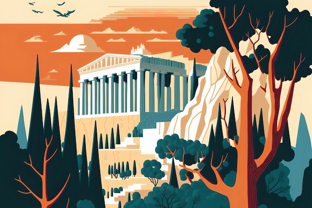 アテネの象徴的なパルテノン神殿とアクロポリス
