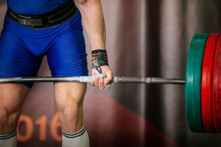 Photo 운동선수 데드리프트 운동 성공적인 시도 220kg