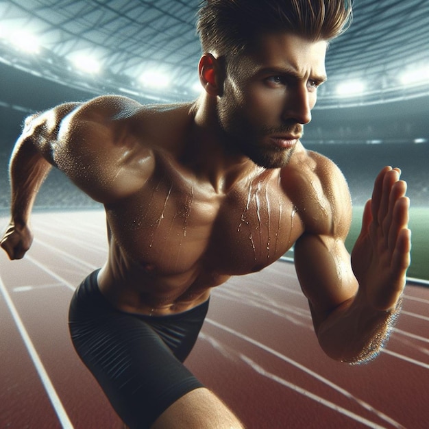 Athlete and exercise realistic photo