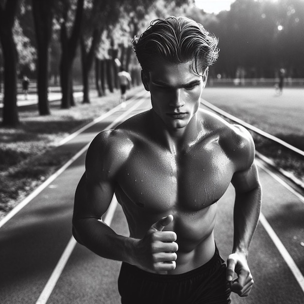 Athlete and exercise realistic photo