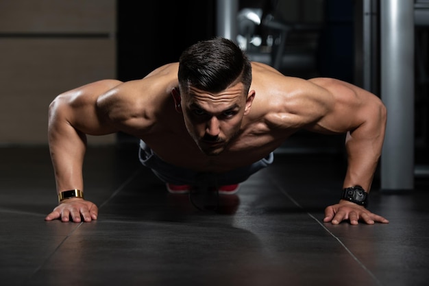 Athlete Exercising Push Ups