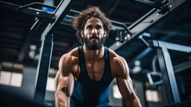 Photo athlete in intense training gym workout