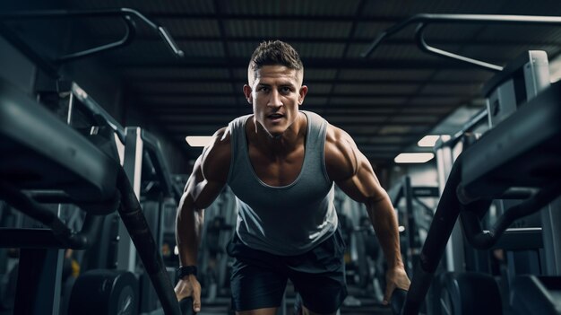 Photo athlete in intense training gym workout