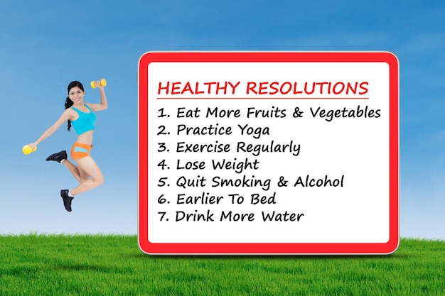 Photo athlete and the list of healthy resolutions