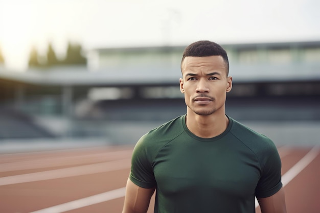 Photo athlete man stadium speed workout generate ai